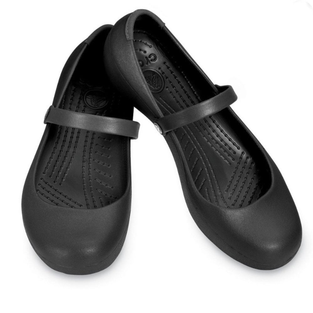 CROCS Alice black working Mary Jane slip on flats slip resistant sole comfort